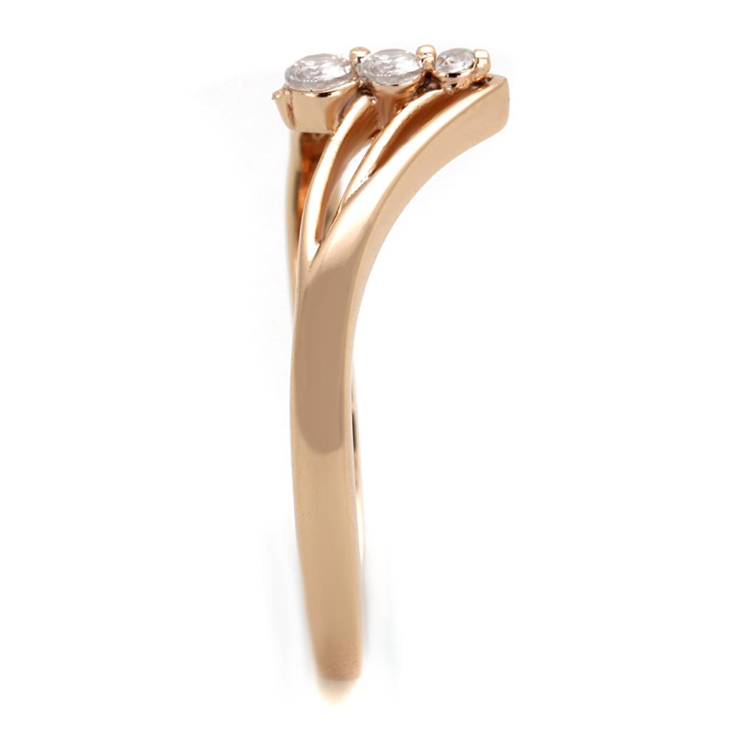 TS283 - Rose Gold 925 Sterling Silver Ring with AAA Grade CZ in Clear