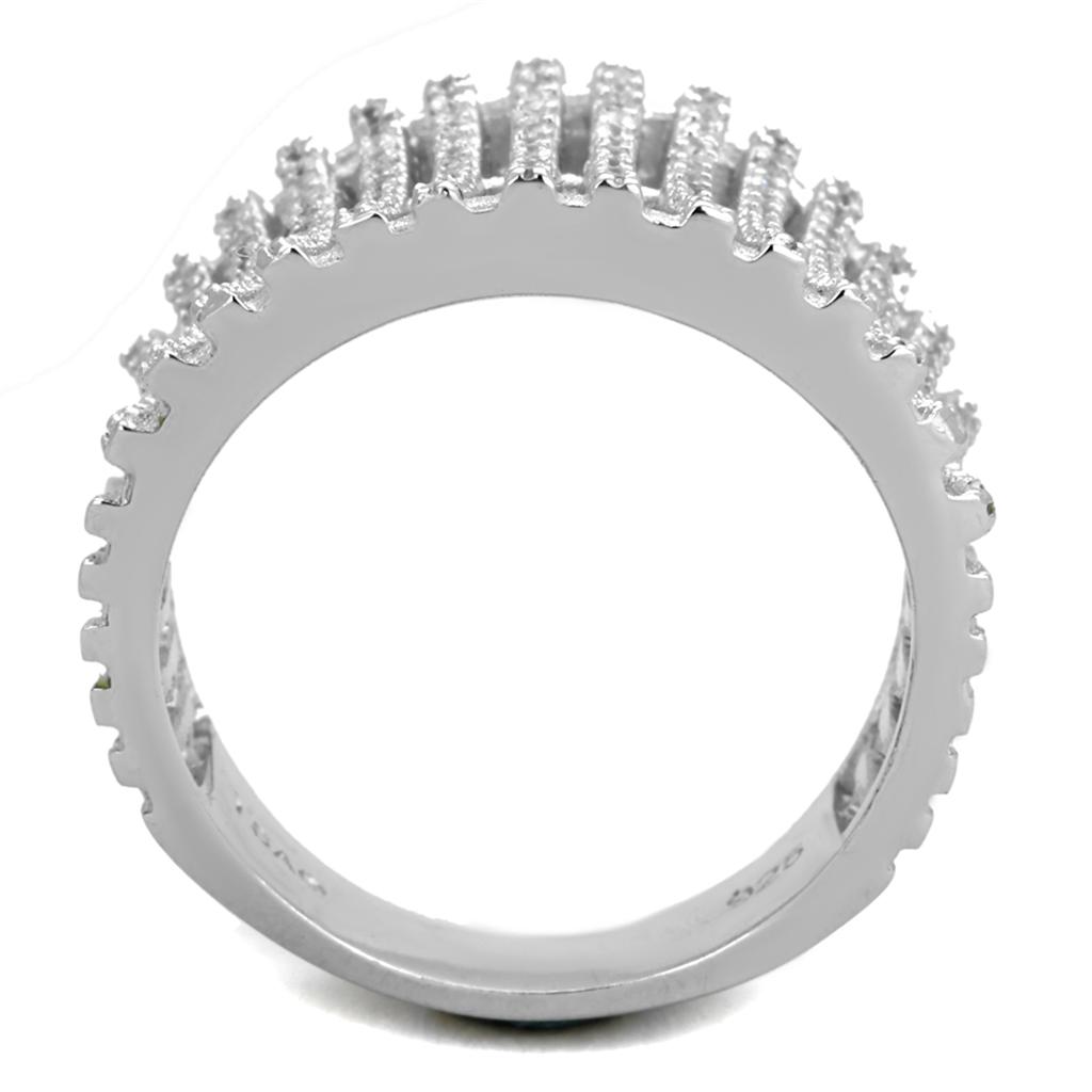 TS302 - Rhodium 925 Sterling Silver Ring with AAA Grade CZ in Clear