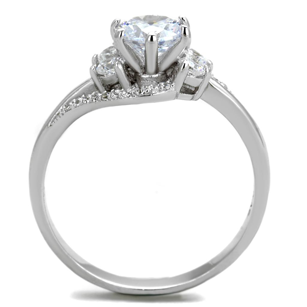 TS305 - Rhodium 925 Sterling Silver Ring with AAA Grade CZ in Clear