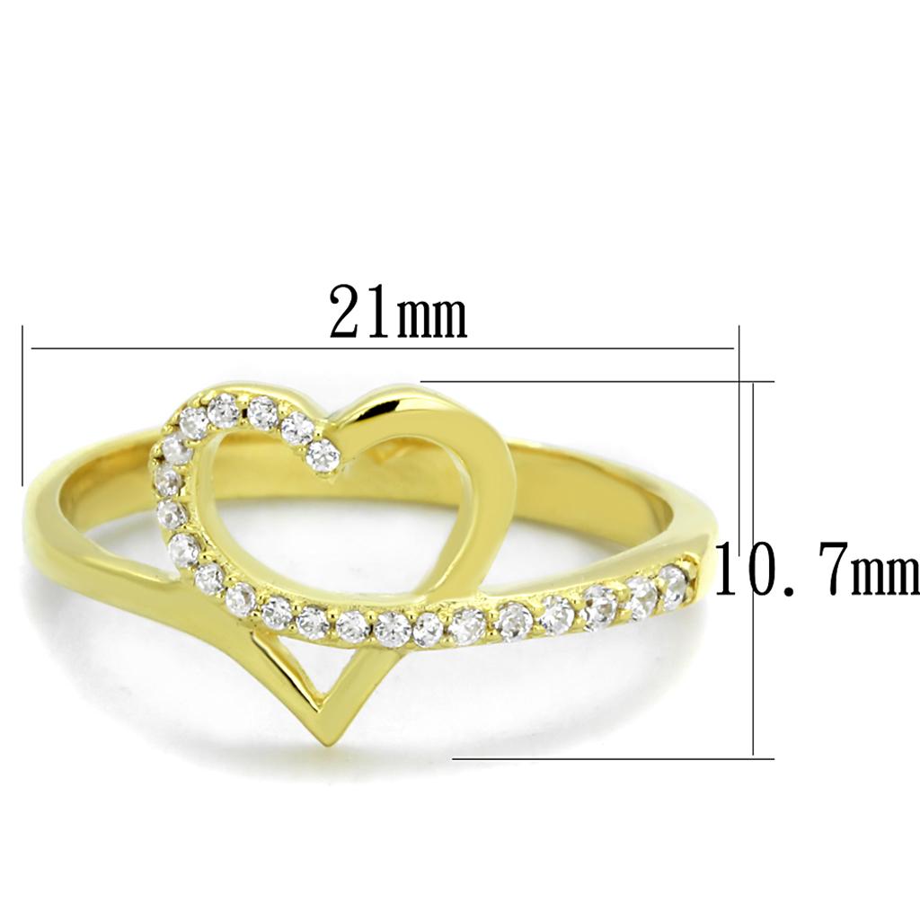 TS308 - Gold 925 Sterling Silver Ring with AAA Grade CZ in Clear
