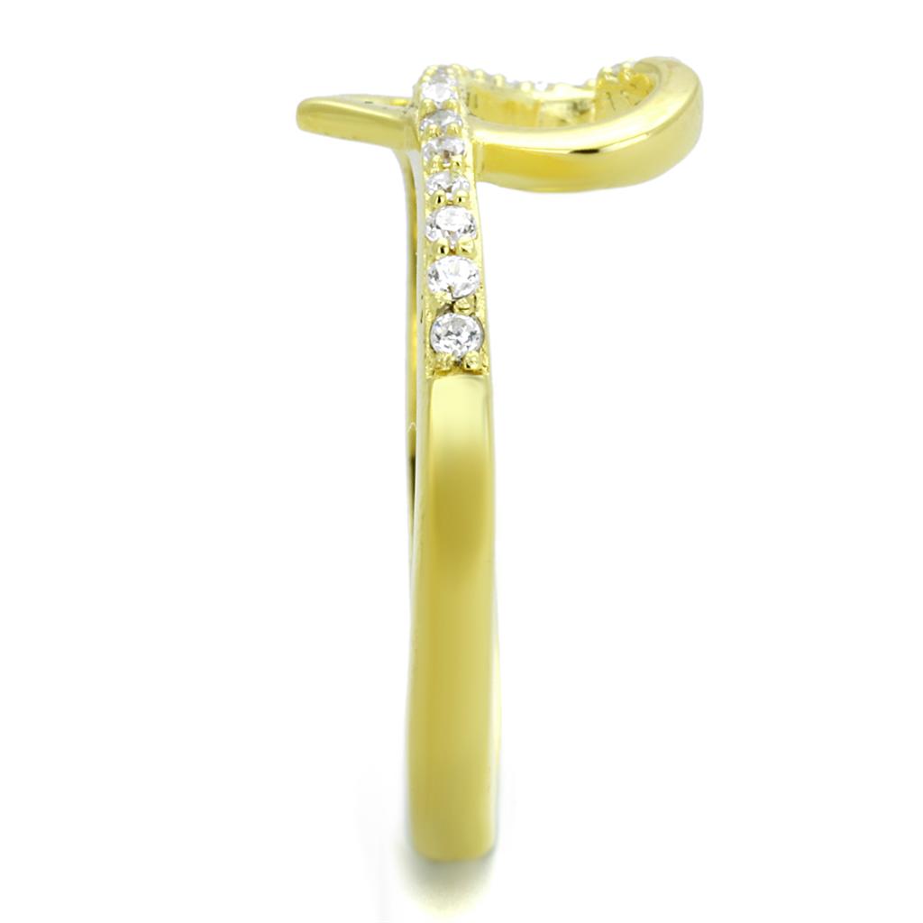 TS308 - Gold 925 Sterling Silver Ring with AAA Grade CZ in Clear