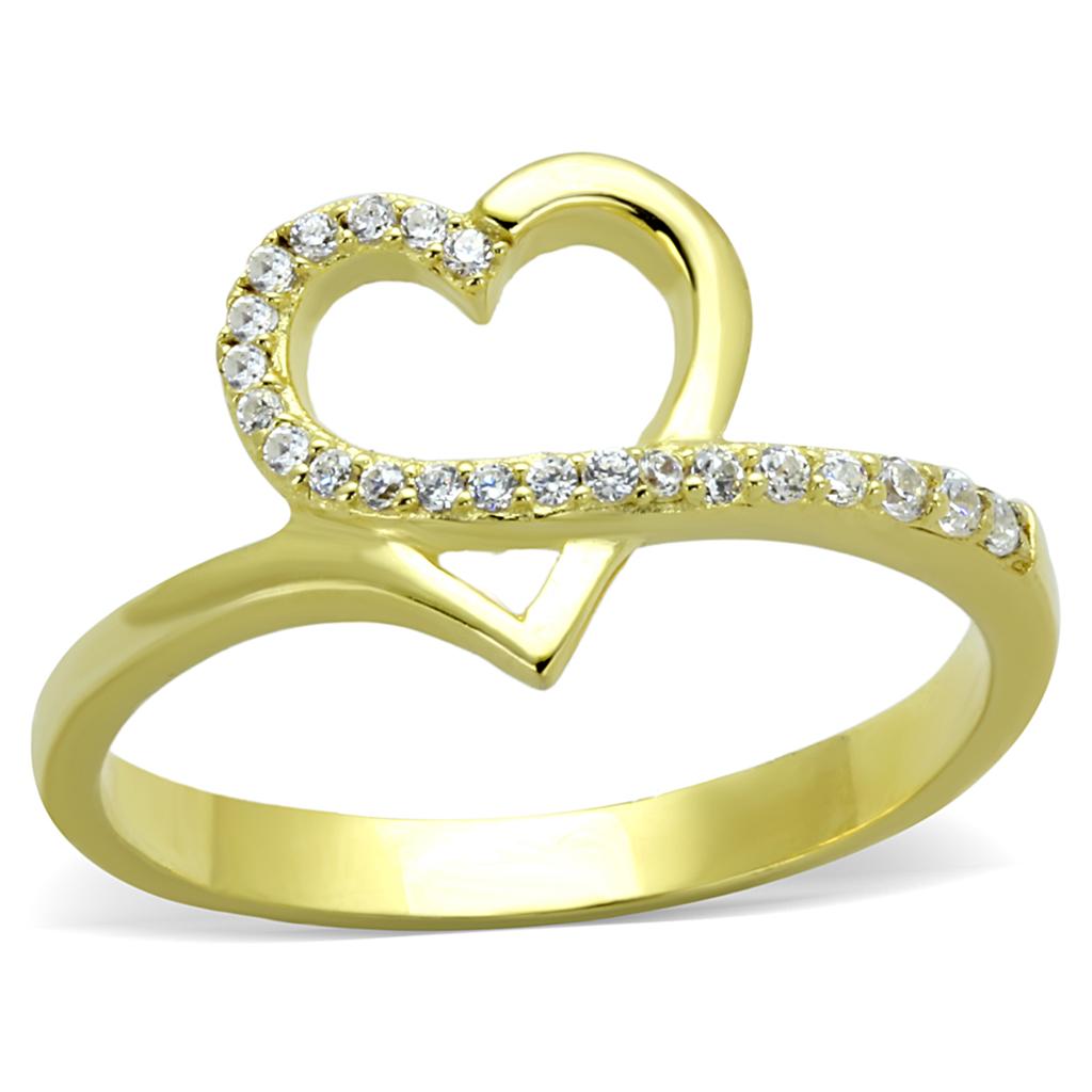 TS308 - Gold 925 Sterling Silver Ring with AAA Grade CZ in Clear
