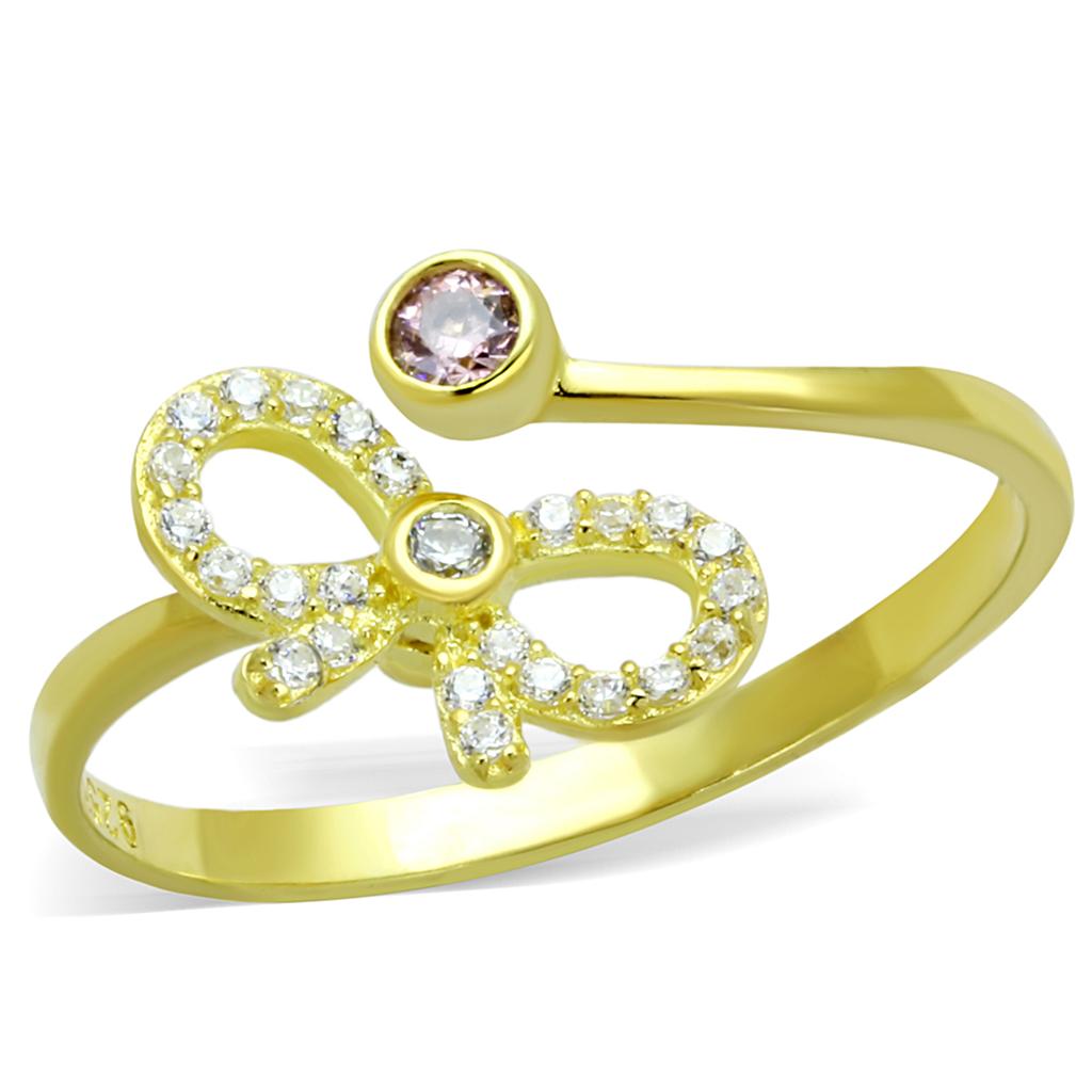 TS309 - Gold 925 Sterling Silver Ring with AAA Grade CZ in Rose