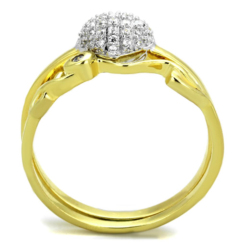 TS311 - Gold+Rhodium 925 Sterling Silver Ring with AAA Grade CZ in Clear