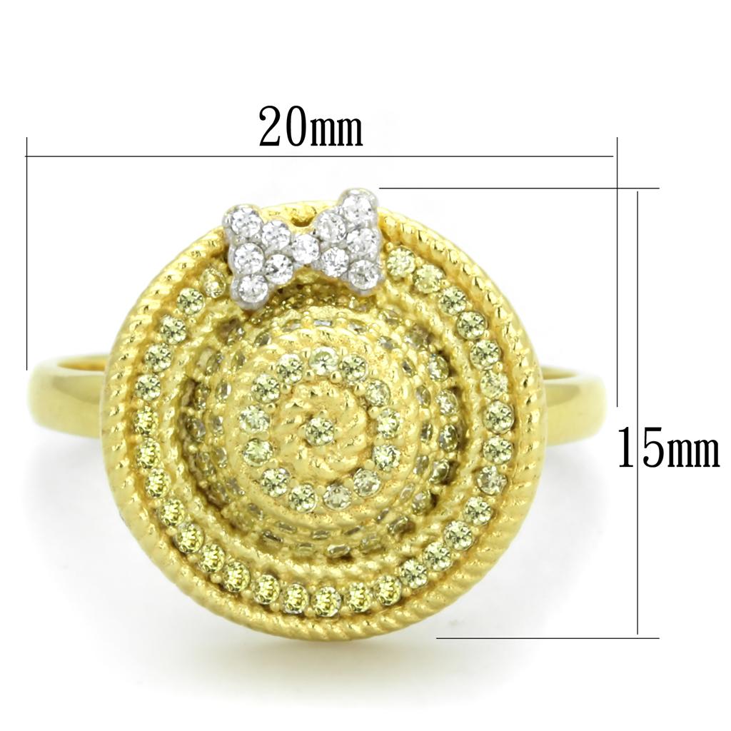 TS320 - Gold+Rhodium 925 Sterling Silver Ring with AAA Grade CZ in Topaz