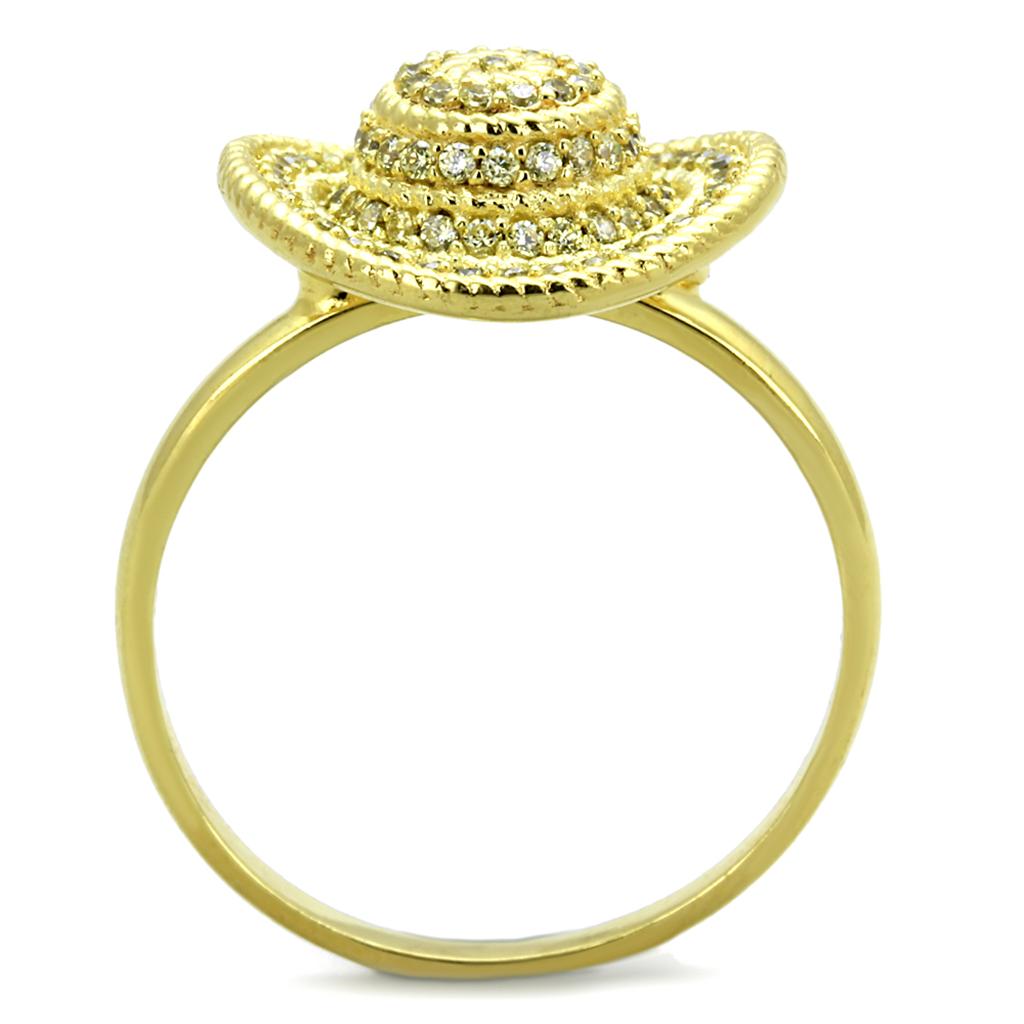 TS320 - Gold+Rhodium 925 Sterling Silver Ring with AAA Grade CZ in Topaz