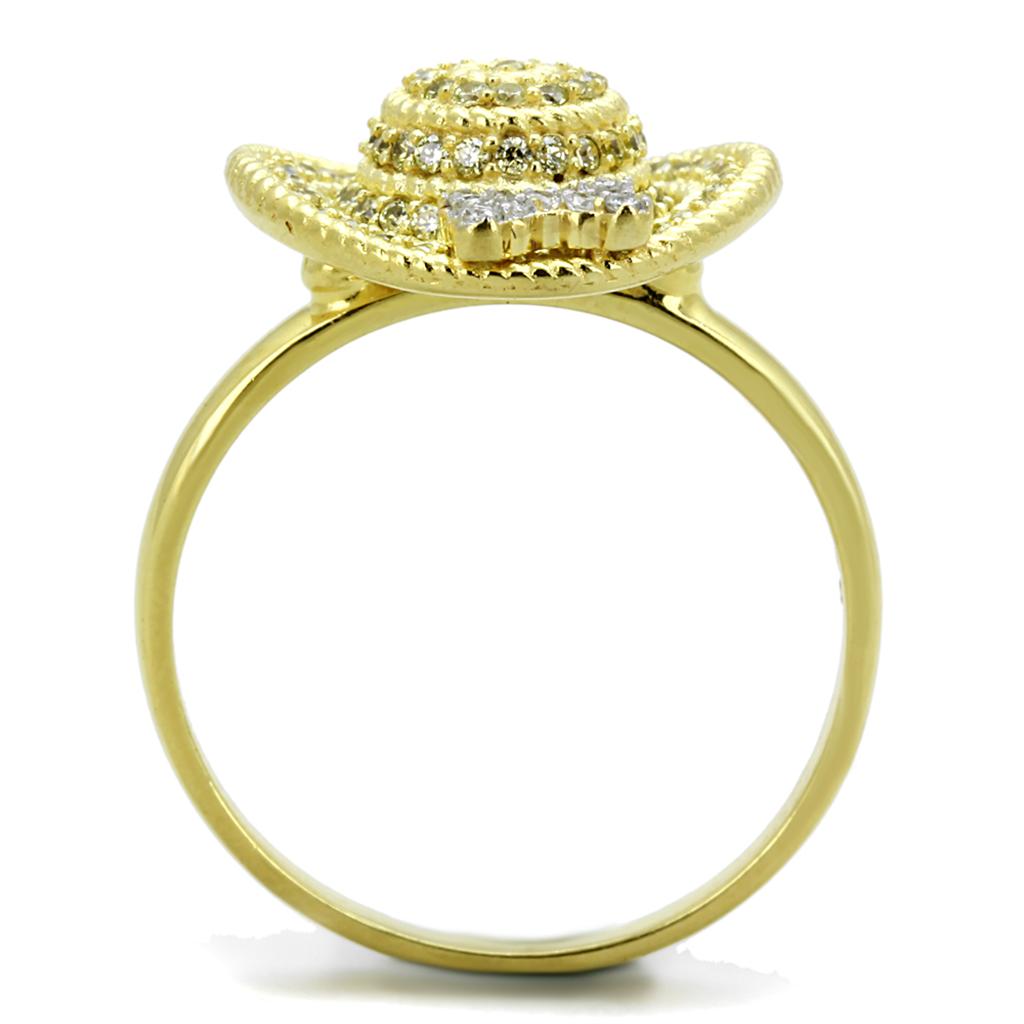 TS320 - Gold+Rhodium 925 Sterling Silver Ring with AAA Grade CZ in Topaz