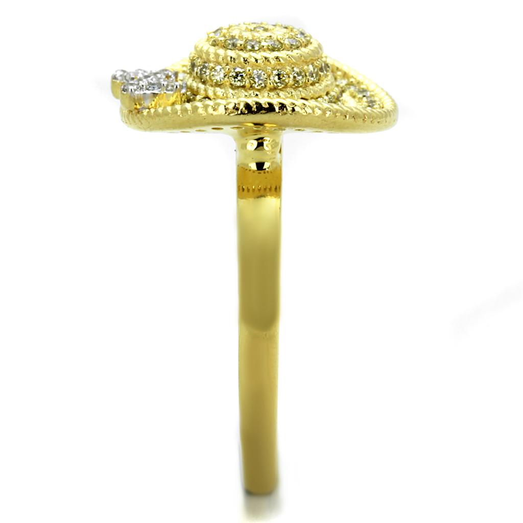 TS320 - Gold+Rhodium 925 Sterling Silver Ring with AAA Grade CZ in Topaz