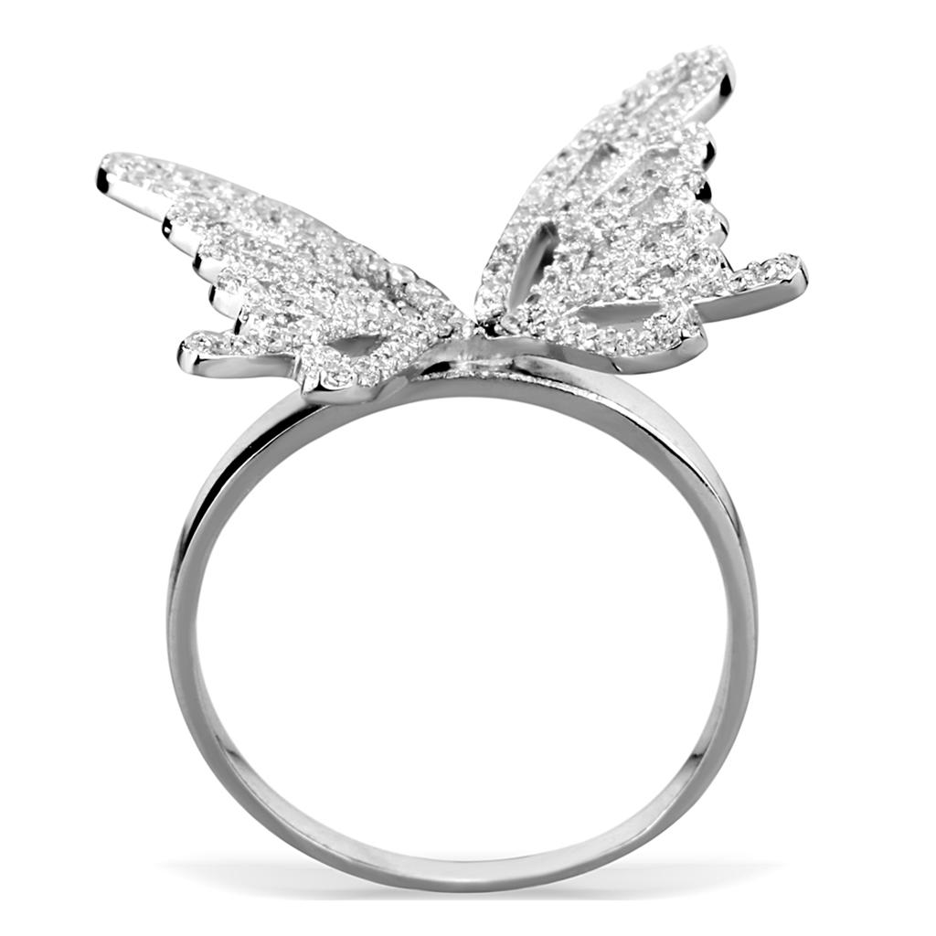 TS330 - Rhodium 925 Sterling Silver Ring with AAA Grade CZ in Clear