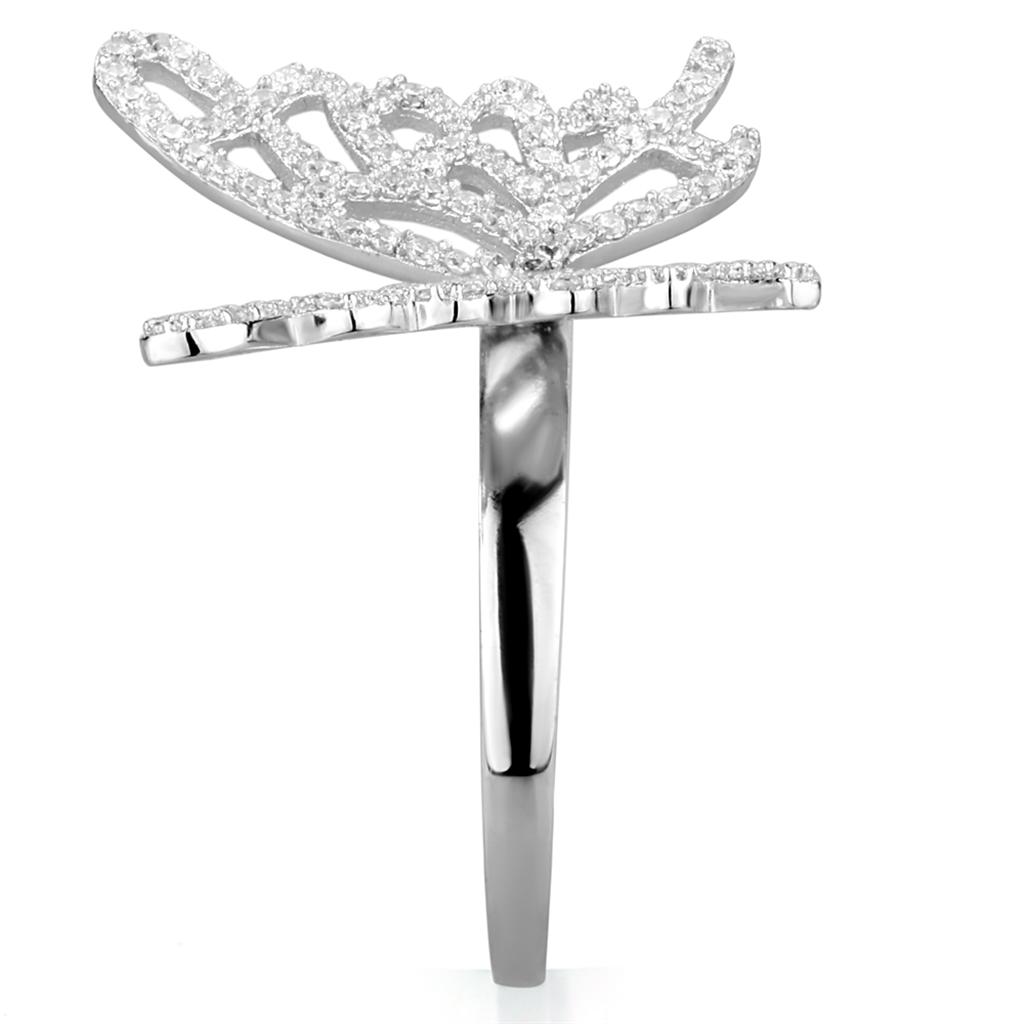 TS330 - Rhodium 925 Sterling Silver Ring with AAA Grade CZ in Clear