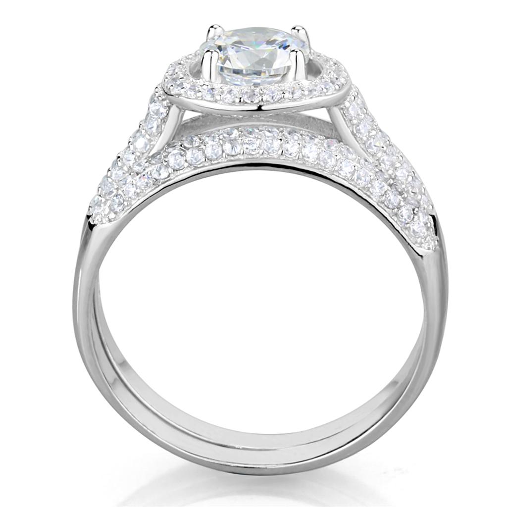 TS331 - Rhodium 925 Sterling Silver Ring with AAA Grade CZ in Clear