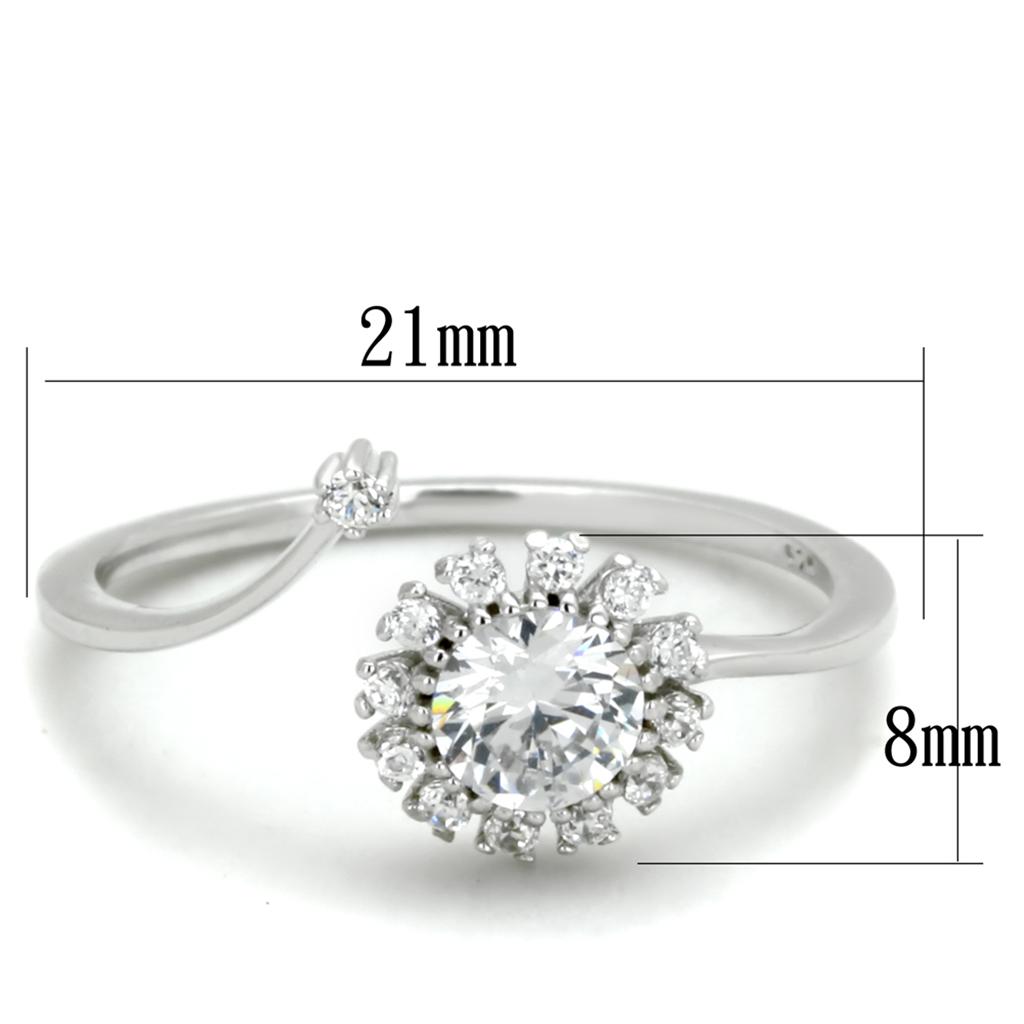 TS335 - Rhodium 925 Sterling Silver Ring with AAA Grade CZ in Clear