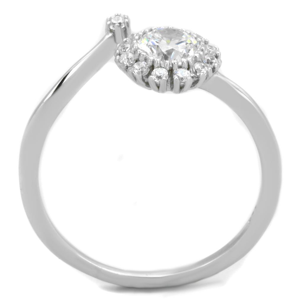 TS335 - Rhodium 925 Sterling Silver Ring with AAA Grade CZ in Clear