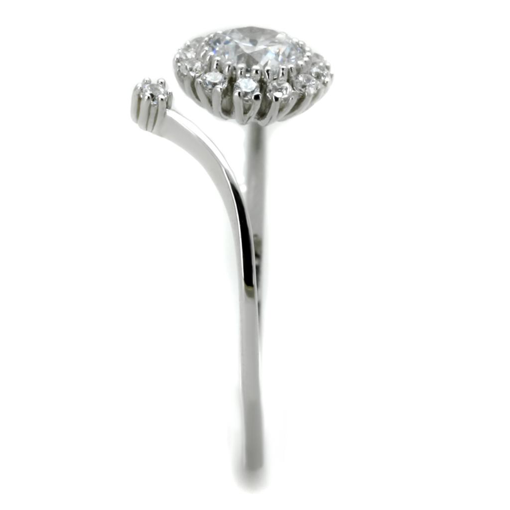 TS335 - Rhodium 925 Sterling Silver Ring with AAA Grade CZ in Clear