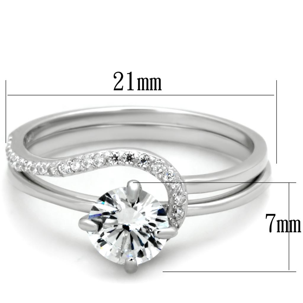 TS336 - Rhodium 925 Sterling Silver Ring with AAA Grade CZ in Clear