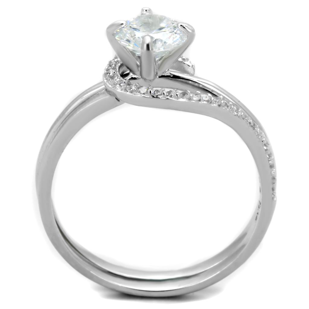 TS336 - Rhodium 925 Sterling Silver Ring with AAA Grade CZ in Clear