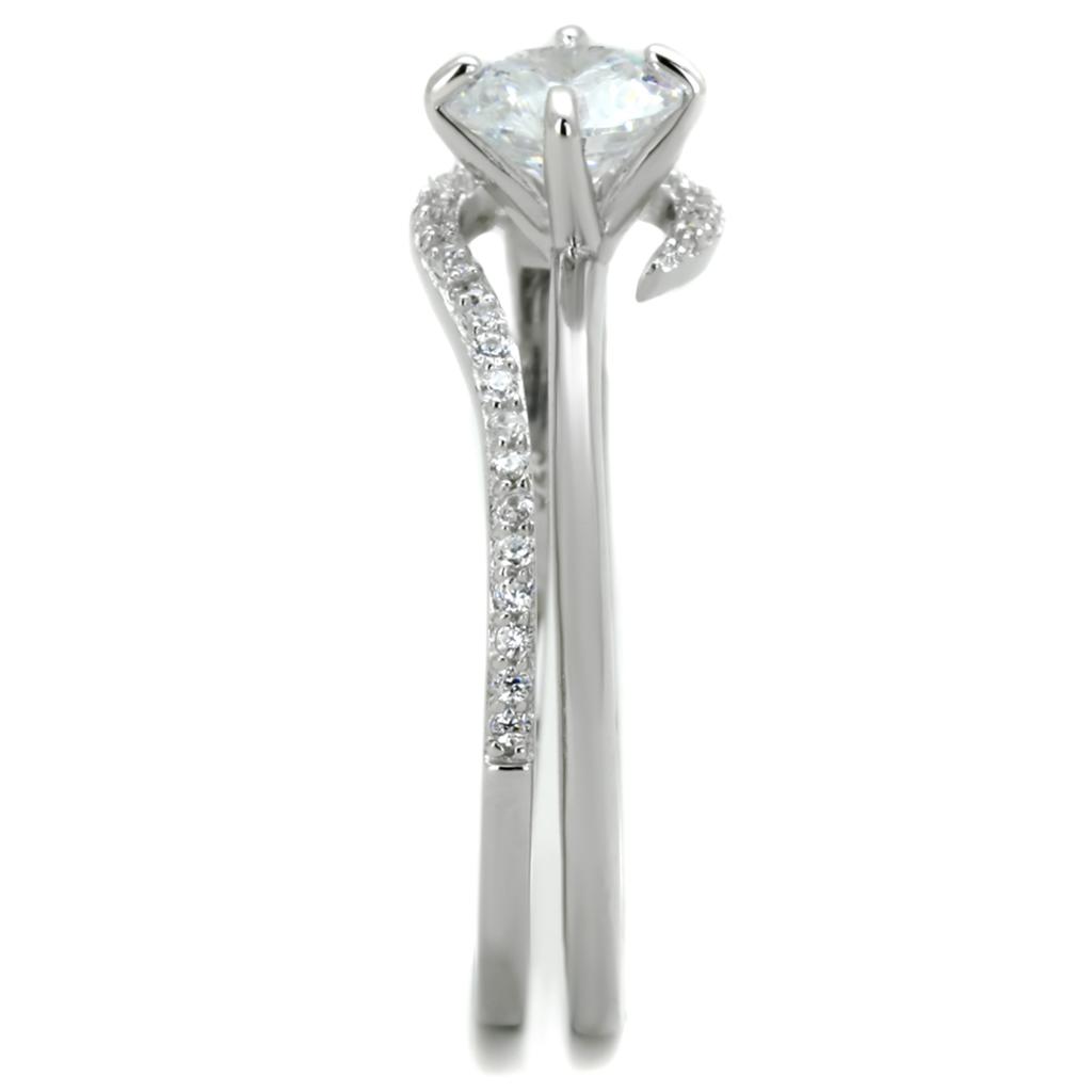 TS336 - Rhodium 925 Sterling Silver Ring with AAA Grade CZ in Clear