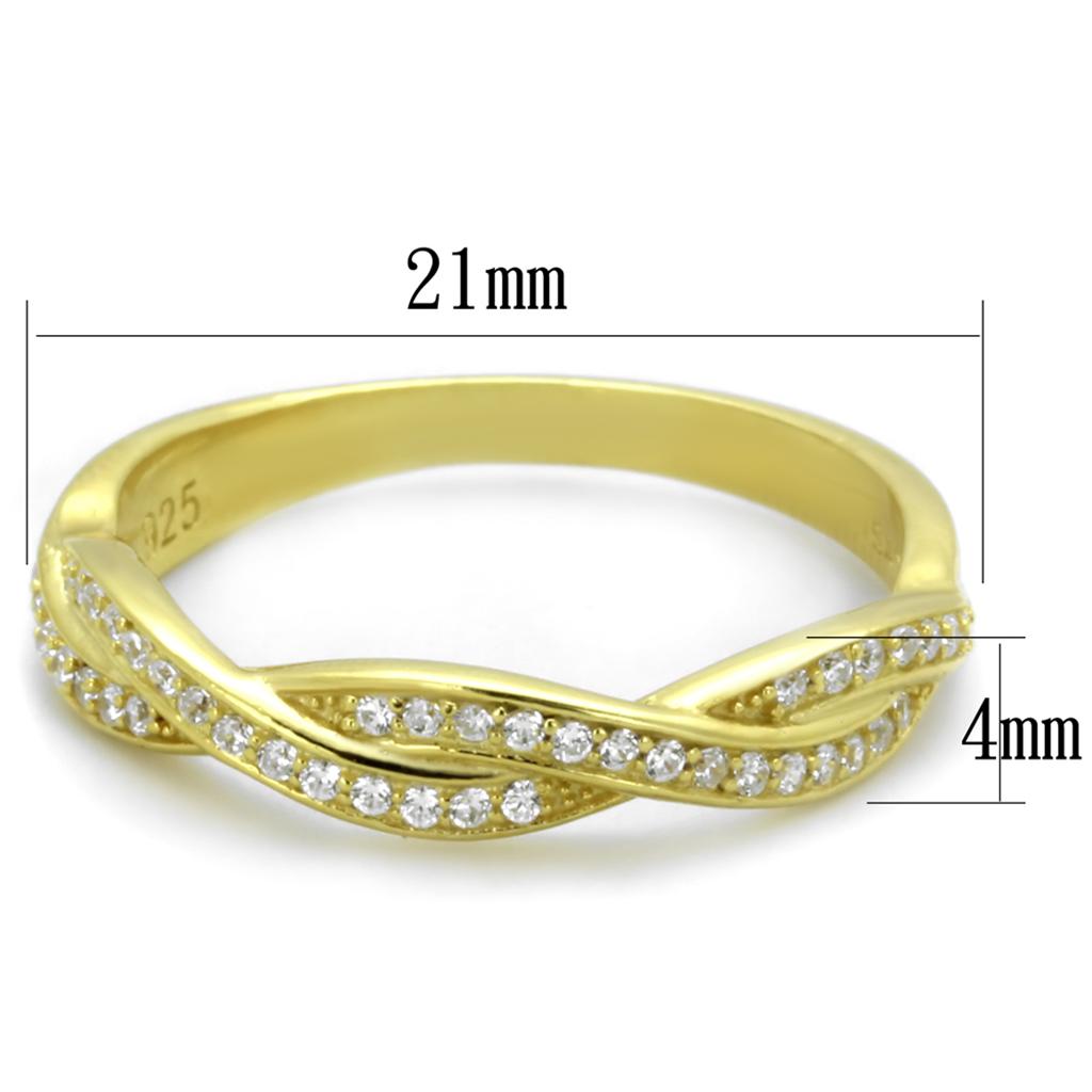 TS341 - Gold 925 Sterling Silver Ring with AAA Grade CZ in Clear