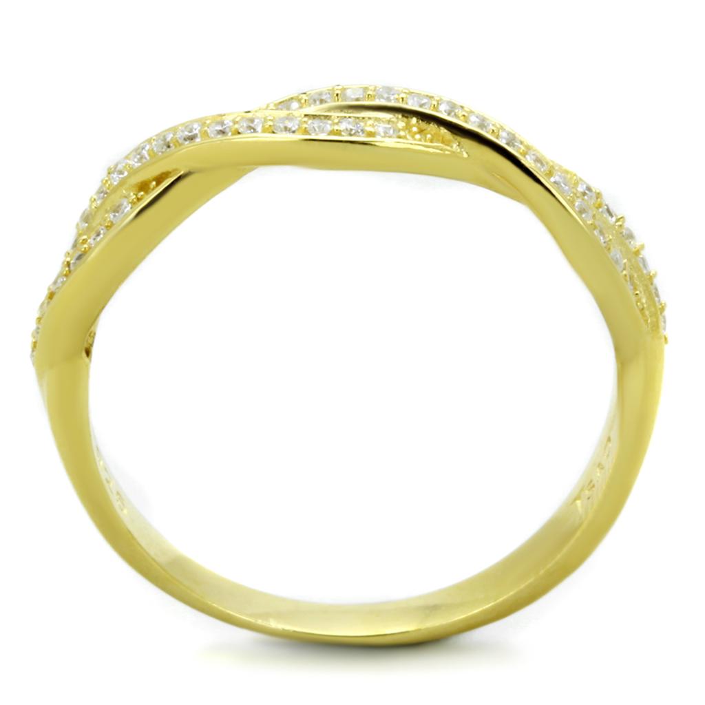 TS341 - Gold 925 Sterling Silver Ring with AAA Grade CZ in Clear