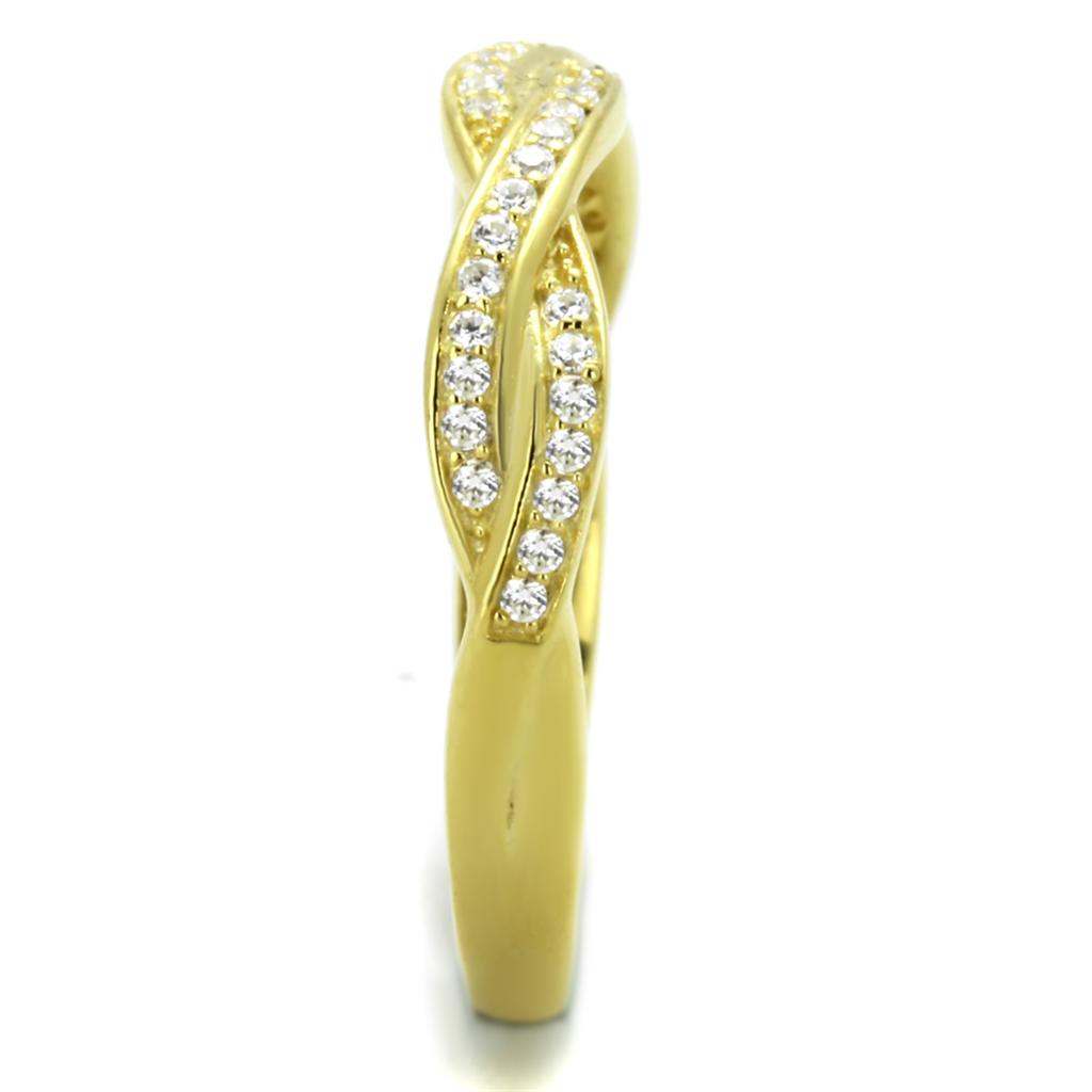 TS341 - Gold 925 Sterling Silver Ring with AAA Grade CZ in Clear