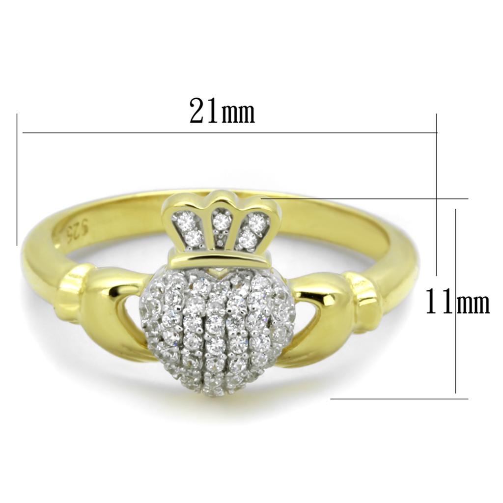 TS342 - Gold+Rhodium 925 Sterling Silver Ring with AAA Grade CZ in Clear