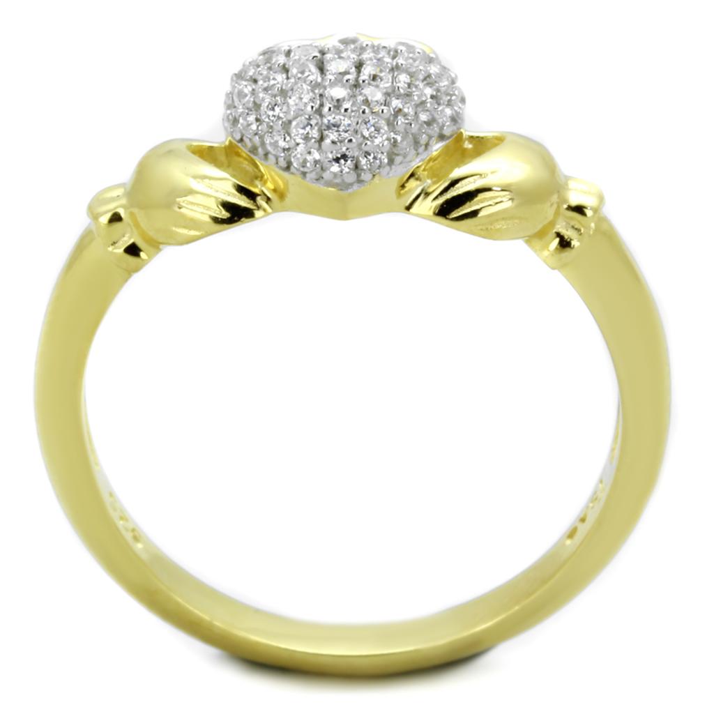 TS342 - Gold+Rhodium 925 Sterling Silver Ring with AAA Grade CZ in Clear
