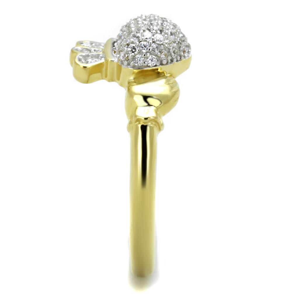 TS342 - Gold+Rhodium 925 Sterling Silver Ring with AAA Grade CZ in Clear