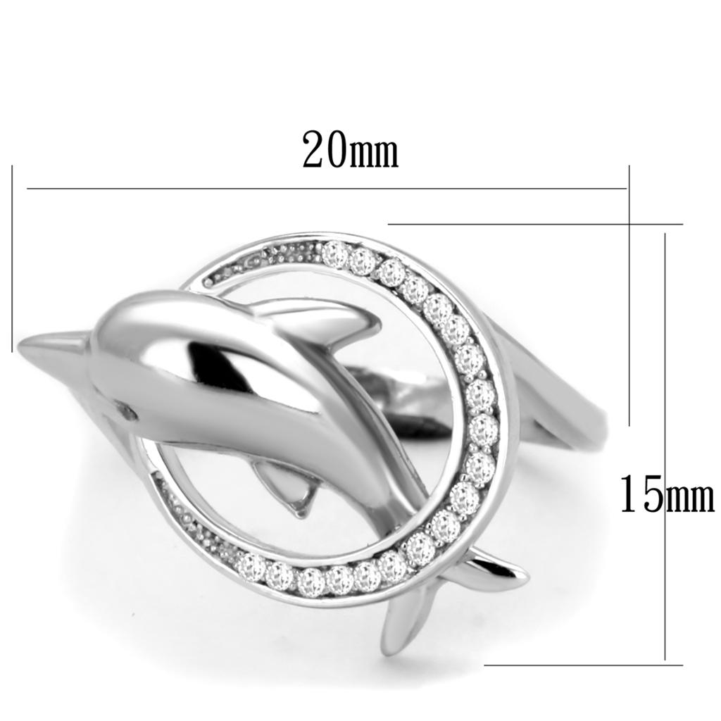 TS343 - Rhodium 925 Sterling Silver Ring with AAA Grade CZ in Clear