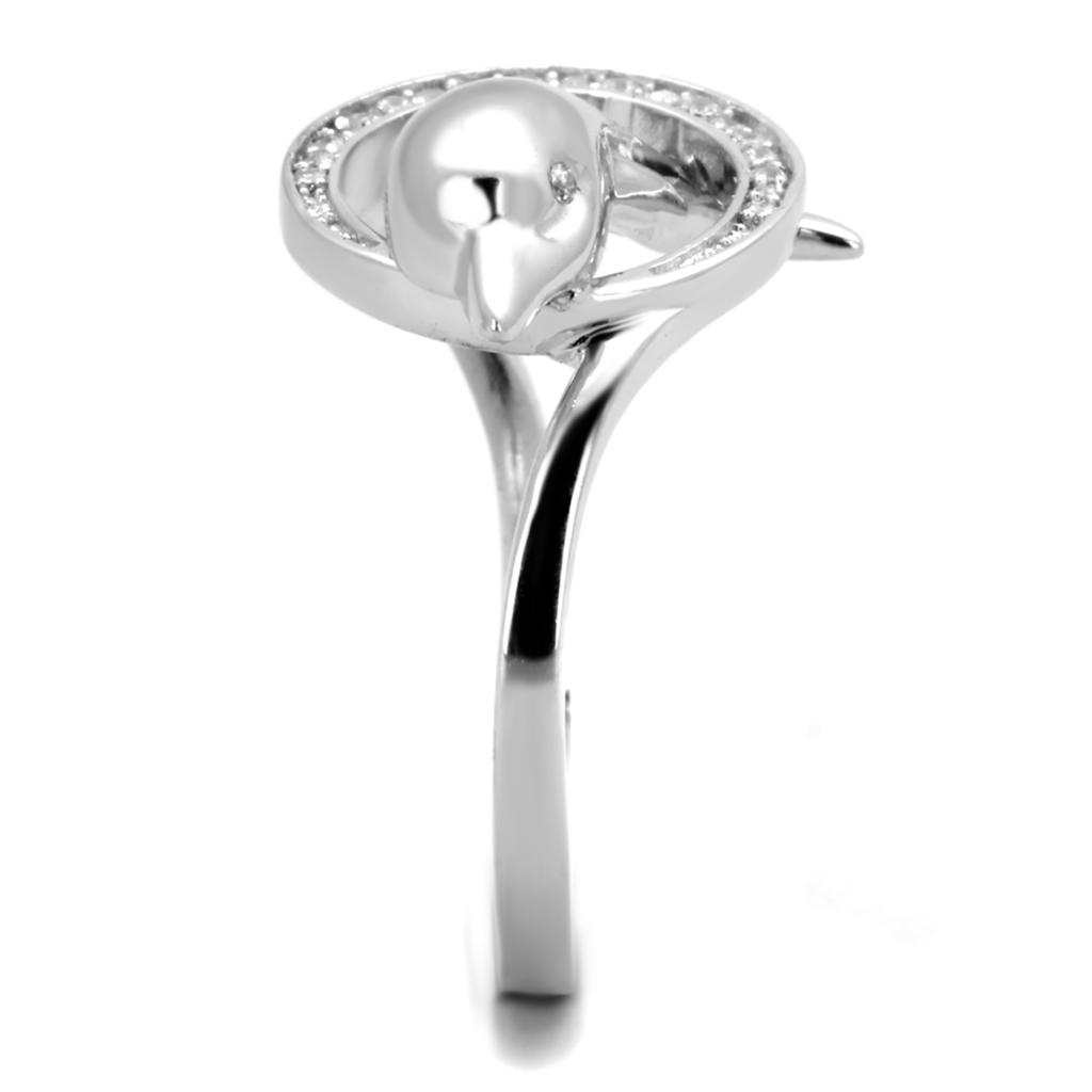 TS343 - Rhodium 925 Sterling Silver Ring with AAA Grade CZ in Clear