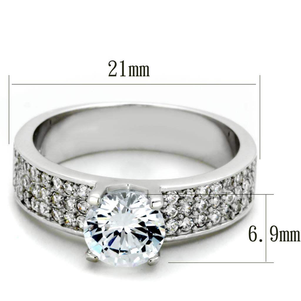 TS345 - Rhodium 925 Sterling Silver Ring with AAA Grade CZ in Clear