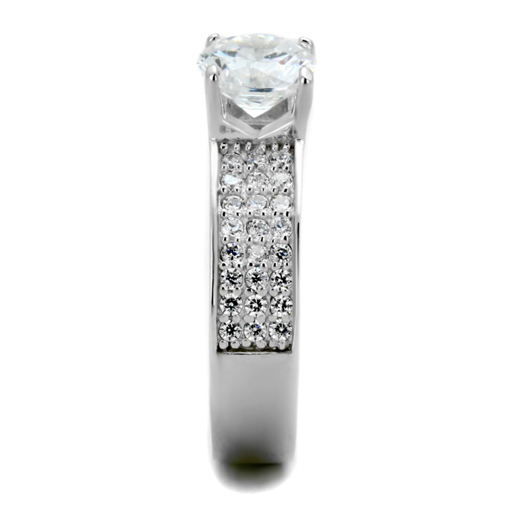 TS345 - Rhodium 925 Sterling Silver Ring with AAA Grade CZ in Clear