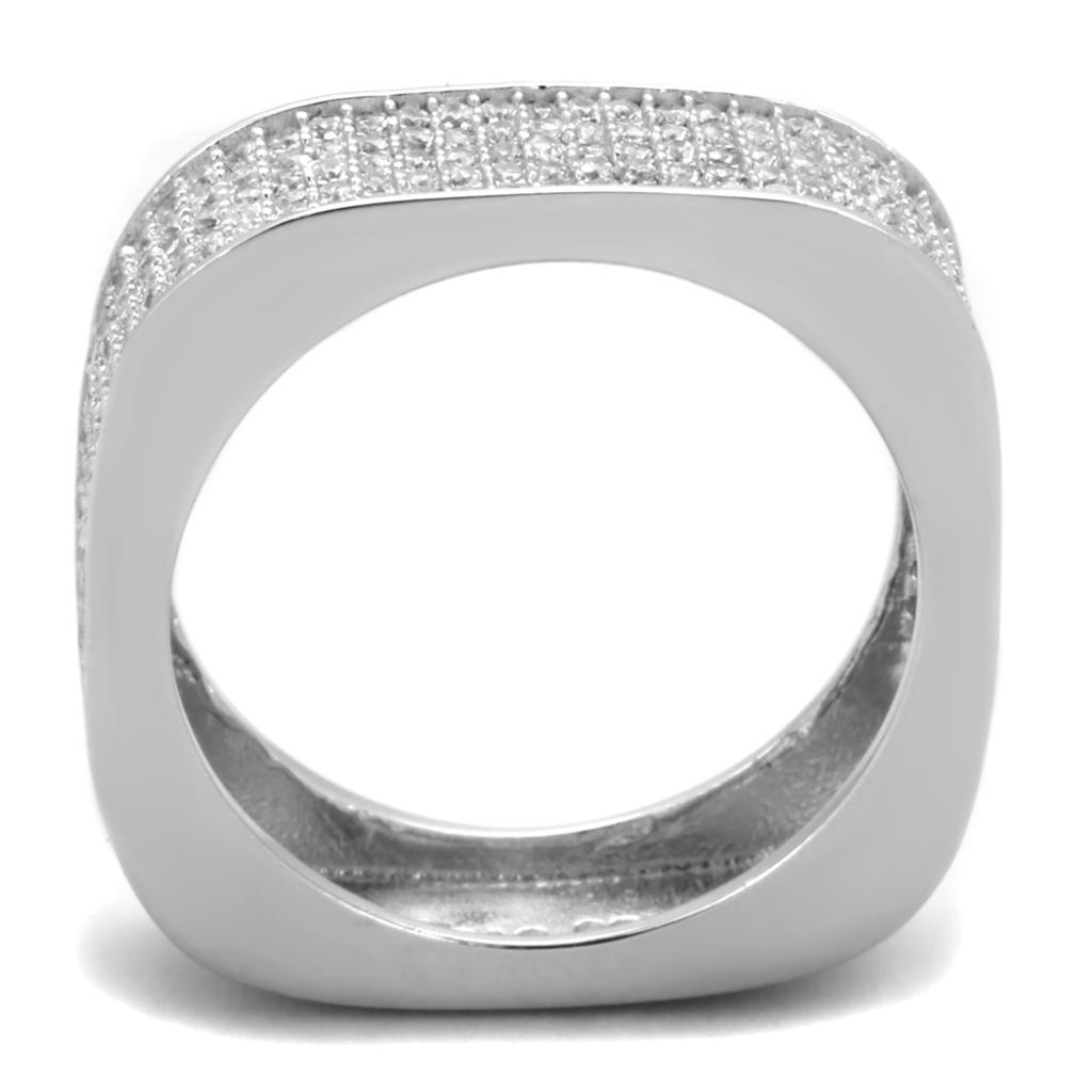 TS346 - Rhodium 925 Sterling Silver Ring with AAA Grade CZ in Clear