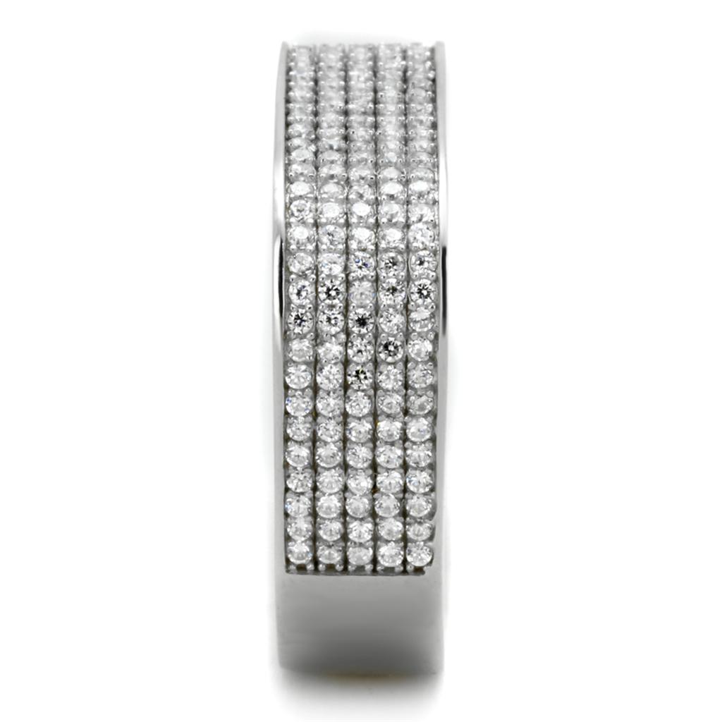 TS346 - Rhodium 925 Sterling Silver Ring with AAA Grade CZ in Clear