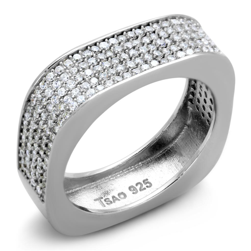 TS346 - Rhodium 925 Sterling Silver Ring with AAA Grade CZ in Clear