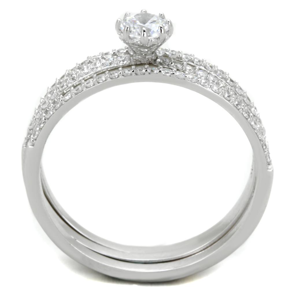 TS347 - Rhodium 925 Sterling Silver Ring with AAA Grade CZ in Clear