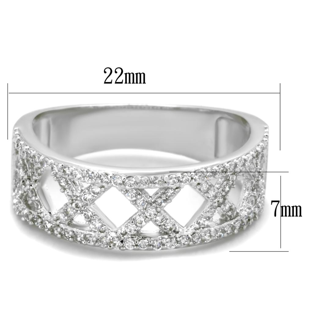 TS354 - Rhodium 925 Sterling Silver Ring with AAA Grade CZ in Clear