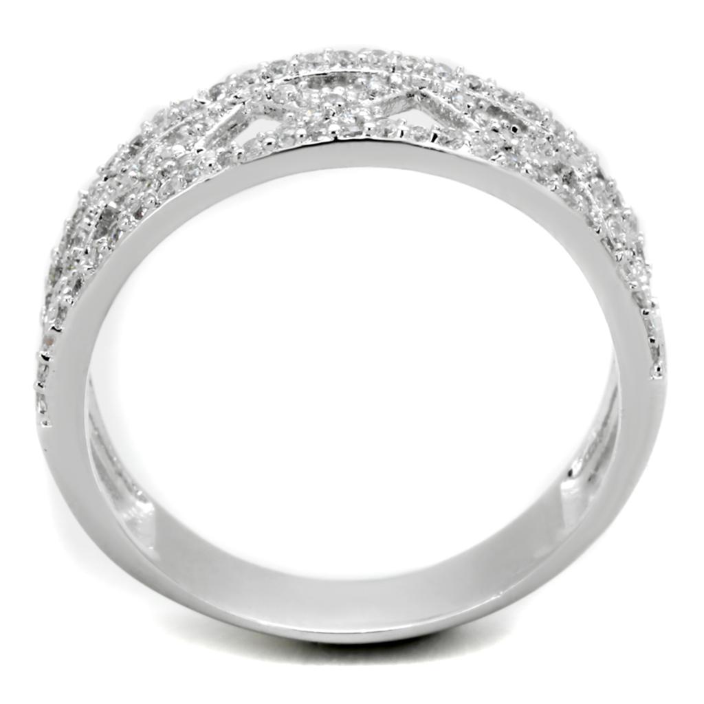 TS354 - Rhodium 925 Sterling Silver Ring with AAA Grade CZ in Clear