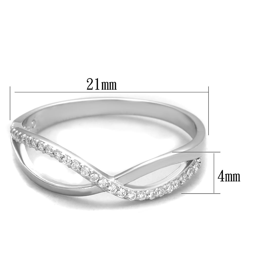 TS355 - Rhodium 925 Sterling Silver Ring with AAA Grade CZ in Clear
