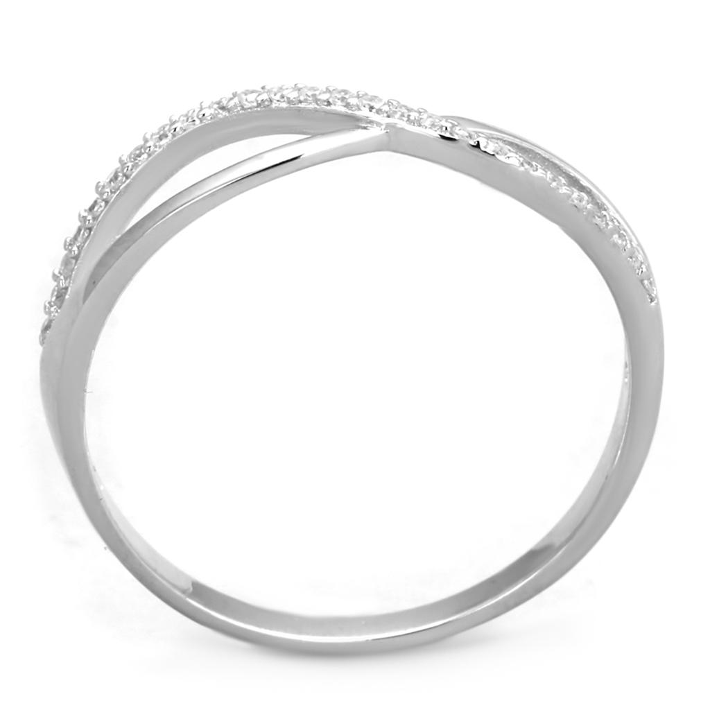 TS355 - Rhodium 925 Sterling Silver Ring with AAA Grade CZ in Clear