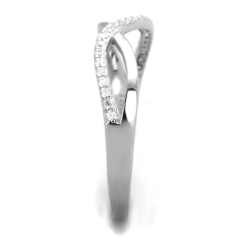 TS355 - Rhodium 925 Sterling Silver Ring with AAA Grade CZ in Clear
