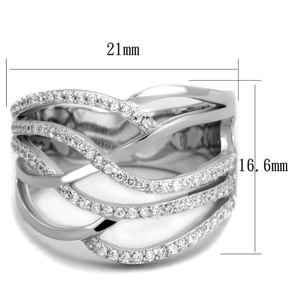 TS357 - Rhodium 925 Sterling Silver Ring with AAA Grade CZ in Clear