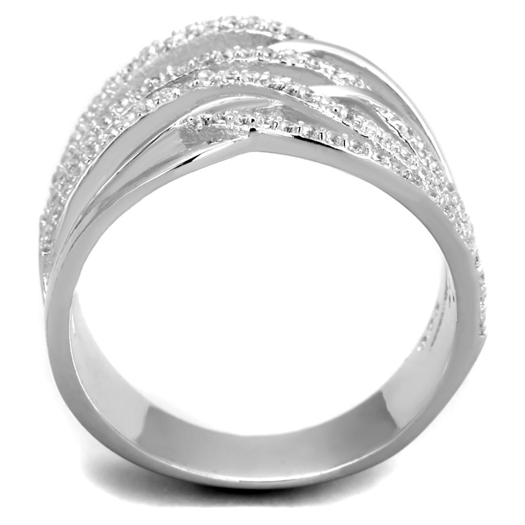 TS357 - Rhodium 925 Sterling Silver Ring with AAA Grade CZ in Clear