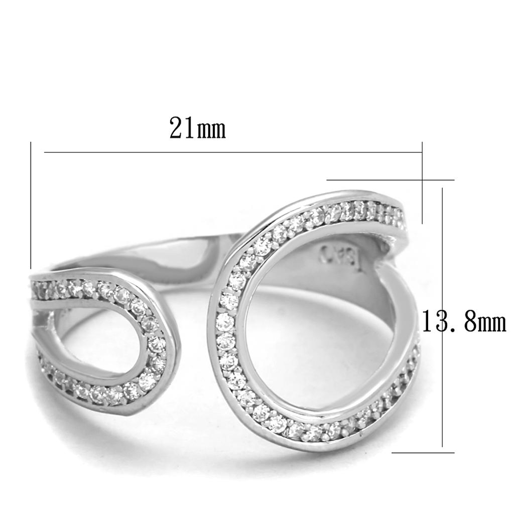TS359 - Rhodium 925 Sterling Silver Ring with AAA Grade CZ in Clear
