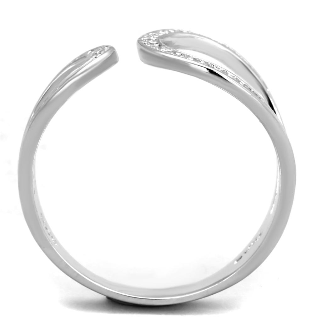 TS359 - Rhodium 925 Sterling Silver Ring with AAA Grade CZ in Clear