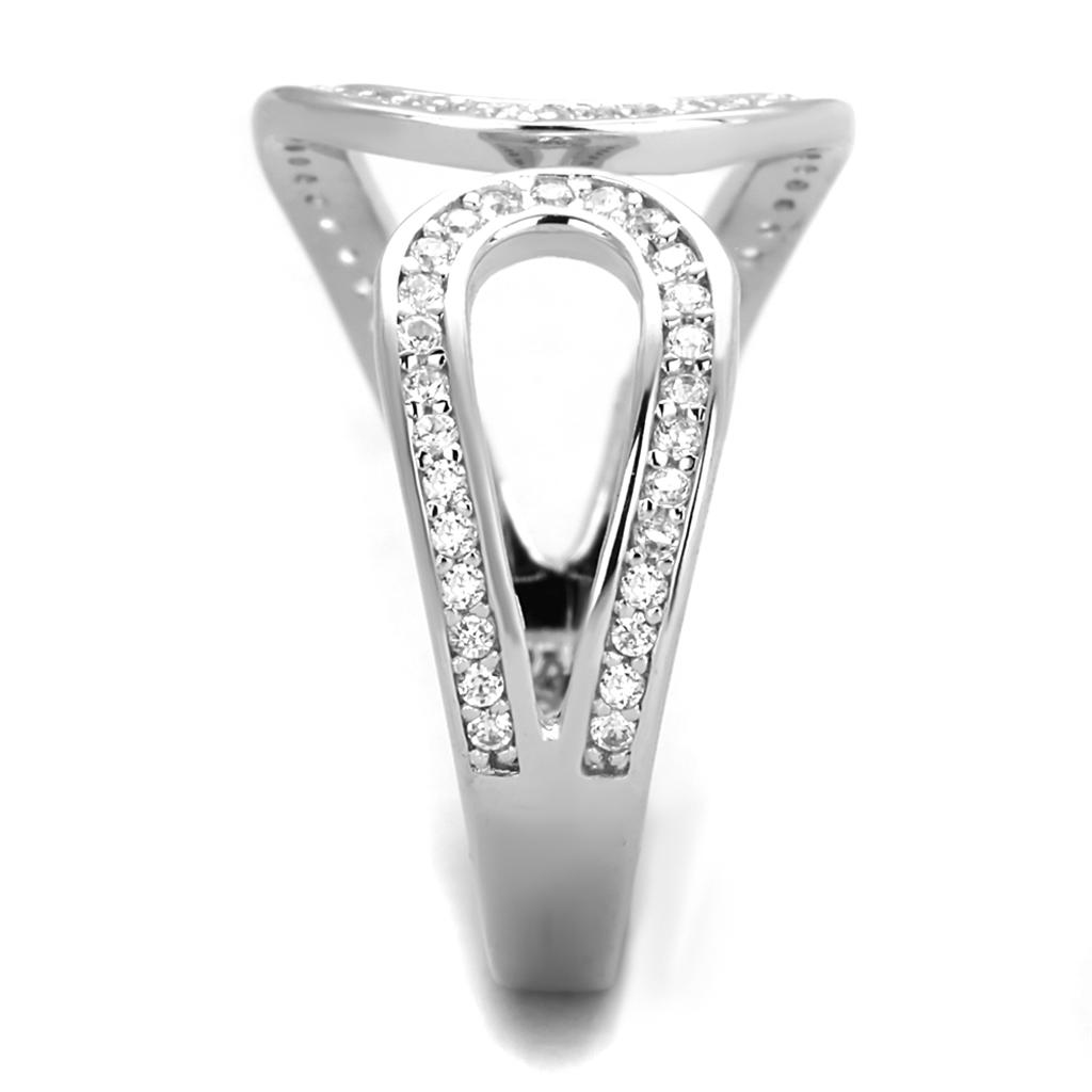 TS359 - Rhodium 925 Sterling Silver Ring with AAA Grade CZ in Clear