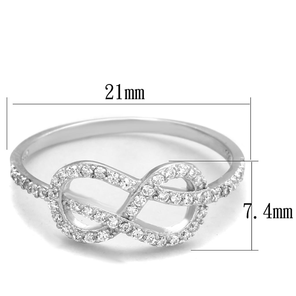 TS360 - Rhodium 925 Sterling Silver Ring with AAA Grade CZ in Clear