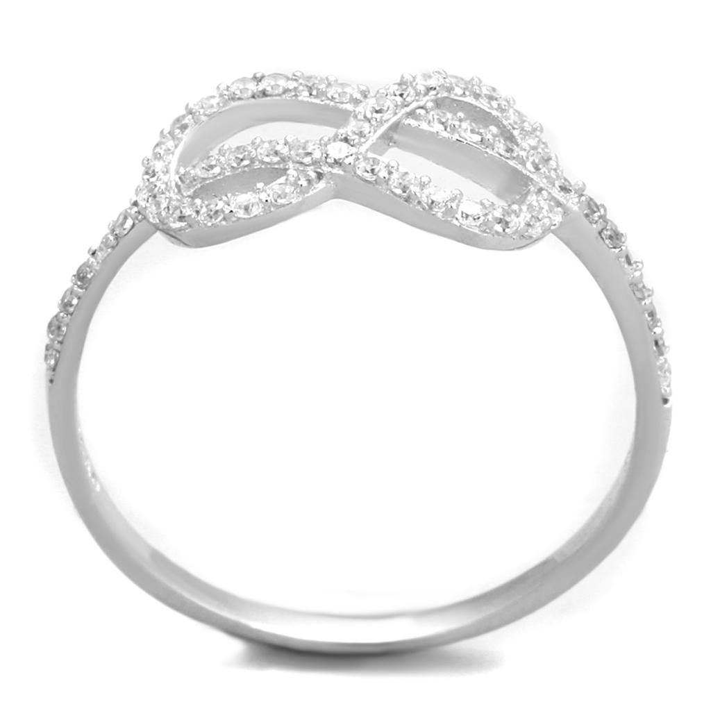 TS360 - Rhodium 925 Sterling Silver Ring with AAA Grade CZ in Clear