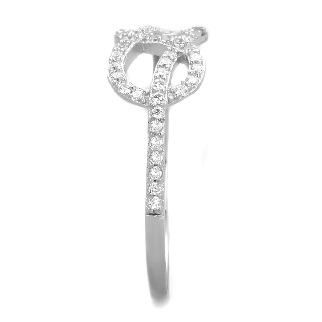 TS360 - Rhodium 925 Sterling Silver Ring with AAA Grade CZ in Clear