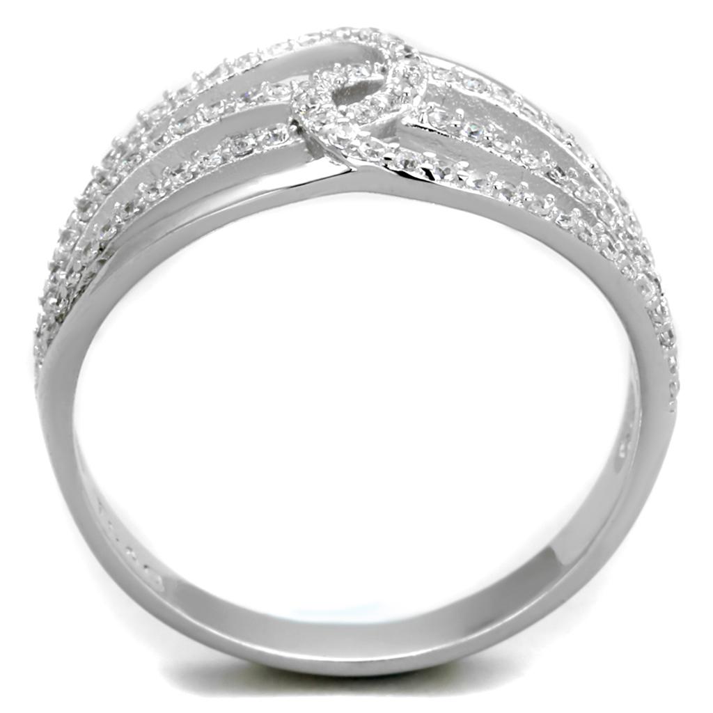 TS363 - Rhodium 925 Sterling Silver Ring with AAA Grade CZ in Clear