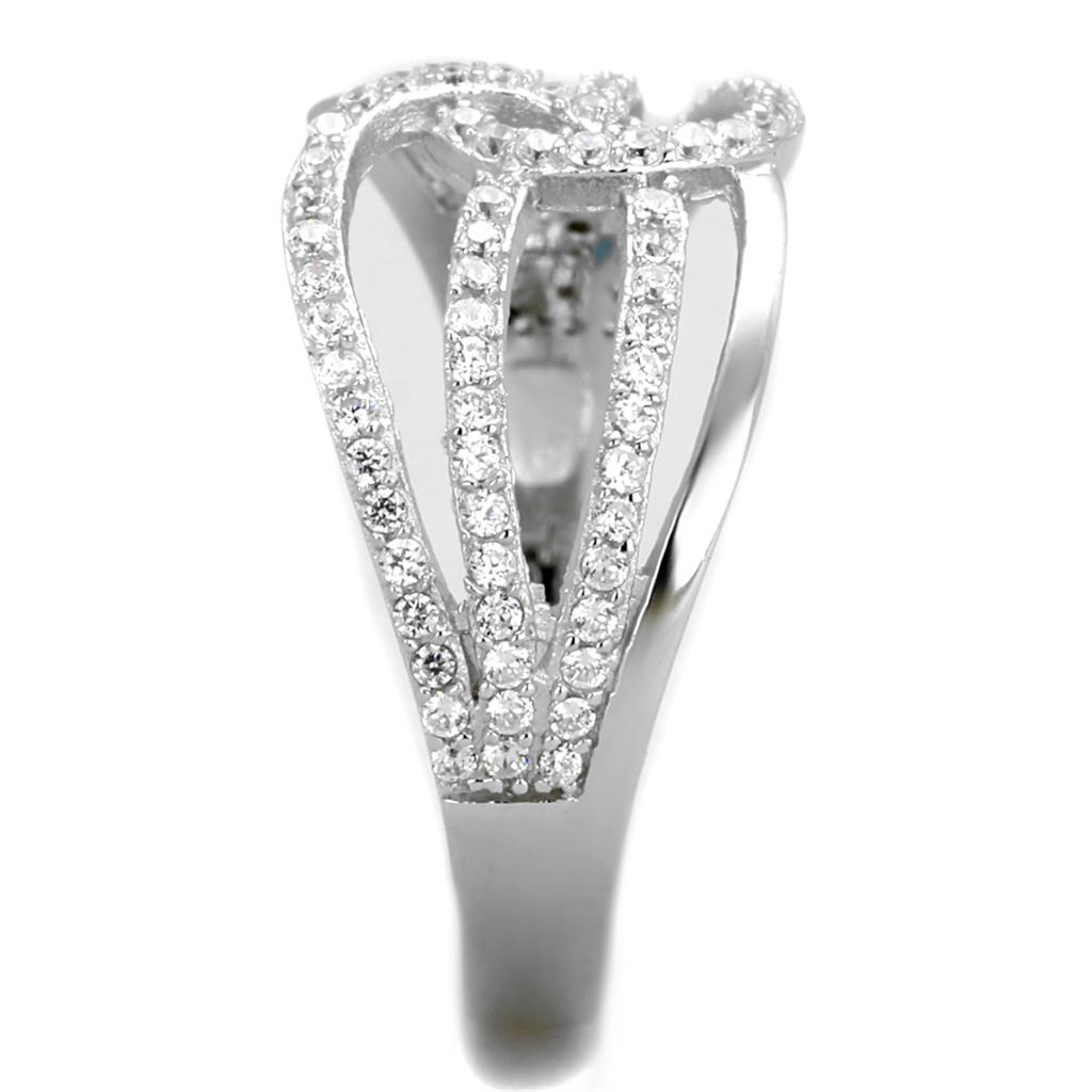 TS363 - Rhodium 925 Sterling Silver Ring with AAA Grade CZ in Clear